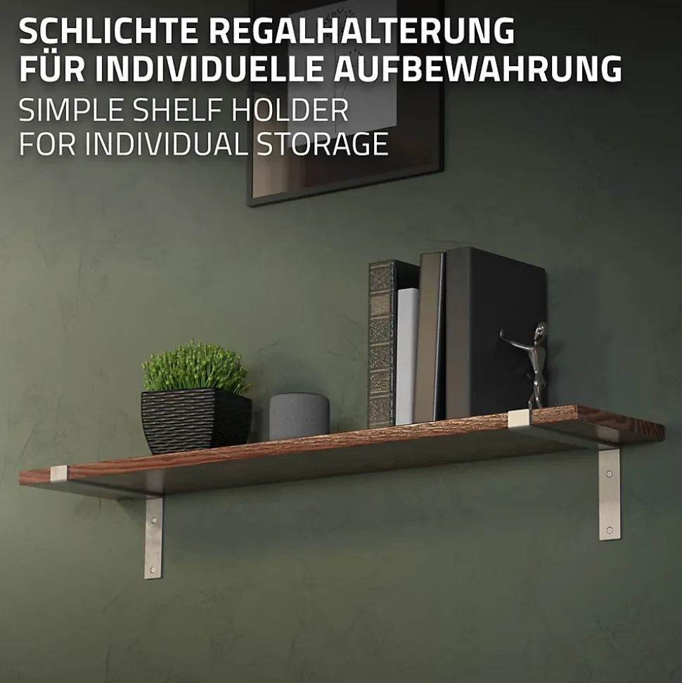 Lot de 2 Equerres d'Etagere murale support robuste en métal gris