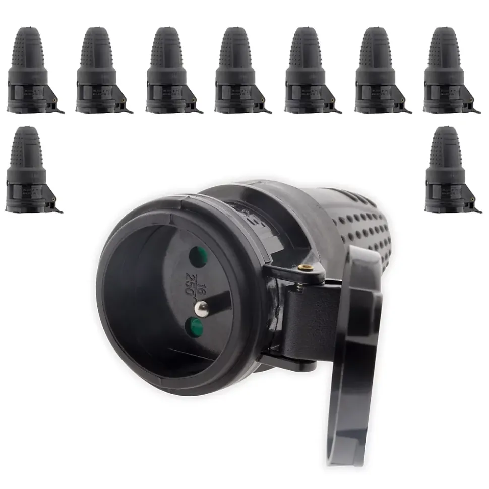 Lot de 10 fiches caoutchouc femelles 16A 2P+T - Zenitech
