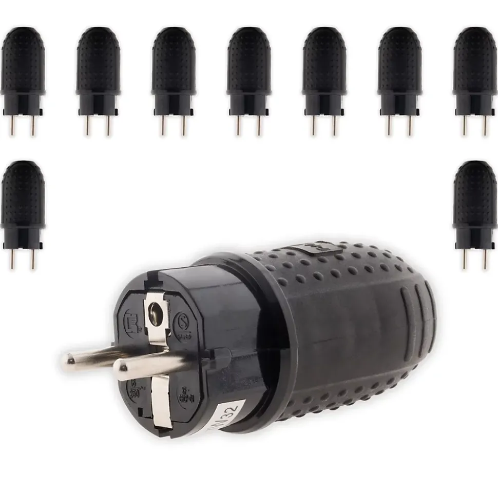 Lot de 10 fiches caoutchouc mâles 16A 2P+T - Zenitech