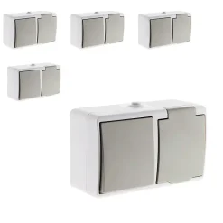 Lot de 5 interrupteurs va et vient 2P+T - Zenitech
