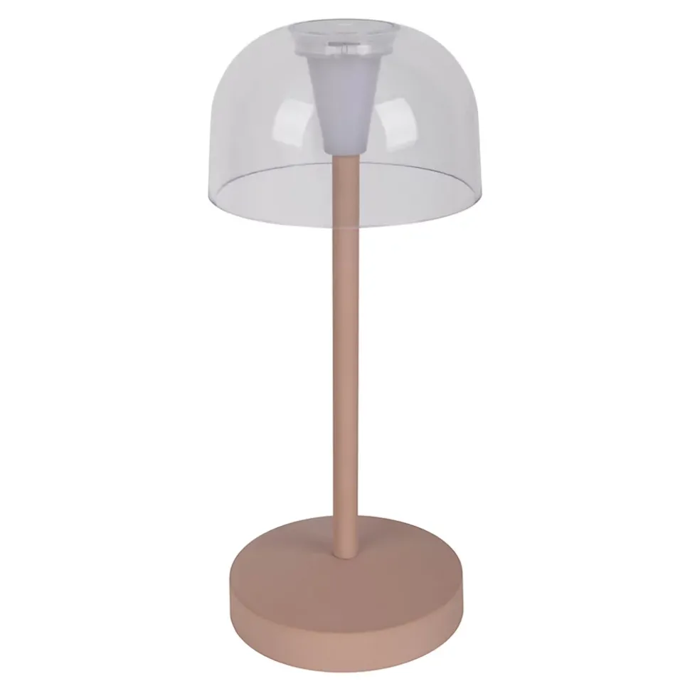 Lot de 2 lampes de table LED rechargeables Gomba extérieur intérieur métal plastique Frosted Almond hauteur 18,5cm