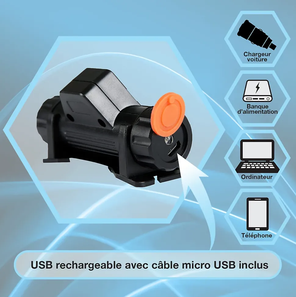 Lot de 2 Lampes Frontales LED Waterproof Rechargeables USB - Réglables - Éclairage Puissant - Résistantes Pluie et Humidité - x2