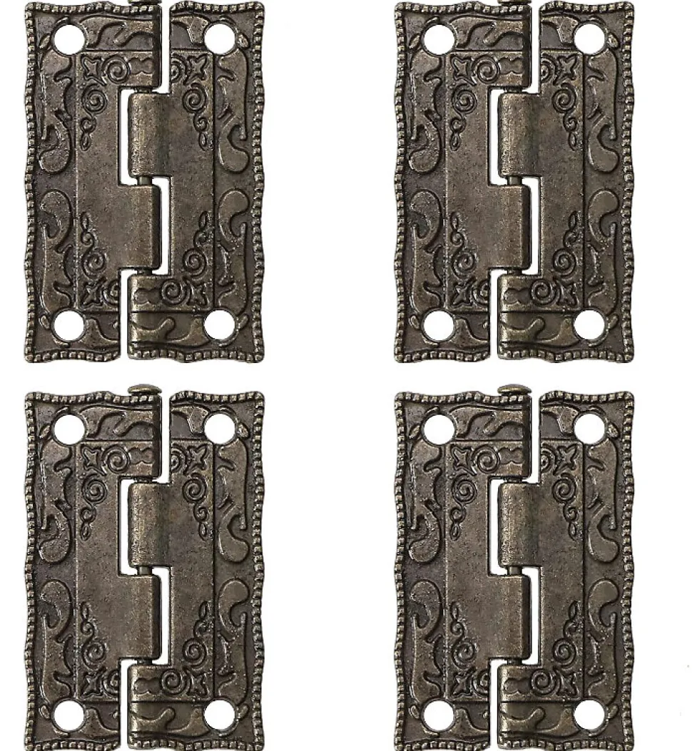 Lot de 20 mini charnières de porte rétro en bronze antique pour boîtiers en bois, armoires, boîtes à bijoux