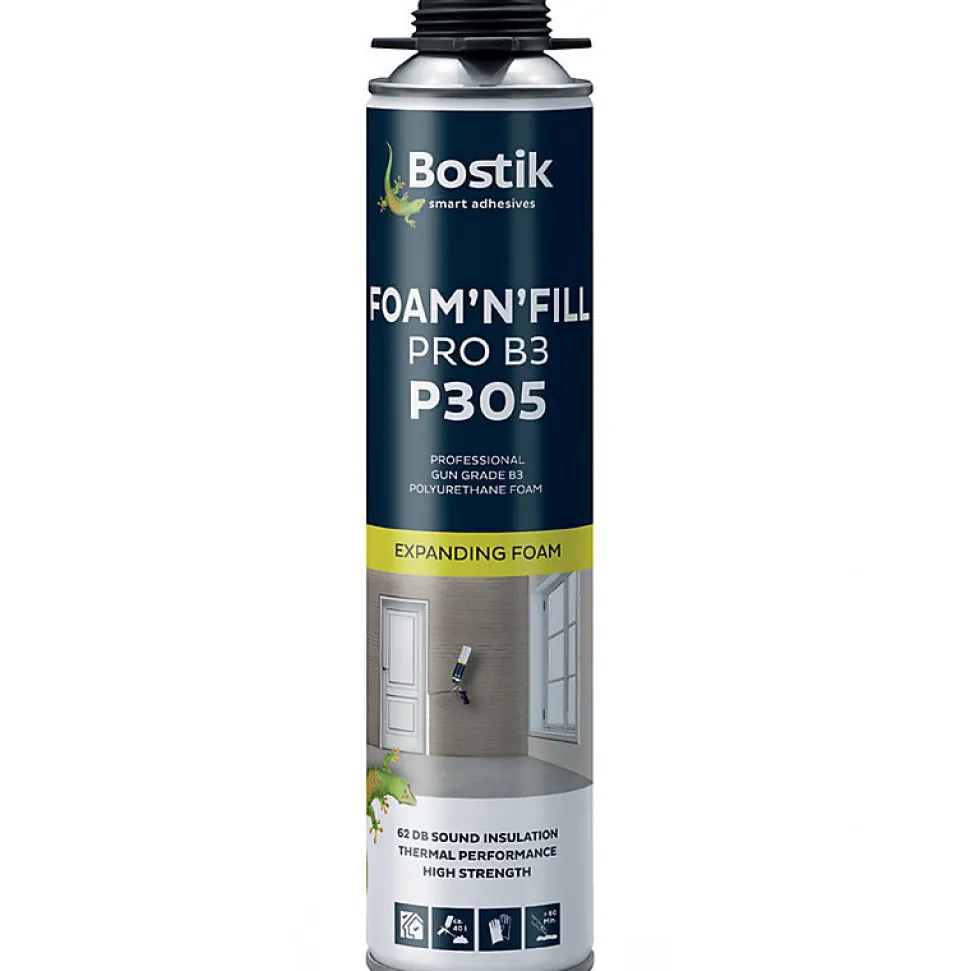 Lot de 24 Mousses expansives PU pistolable P305 Foam'n'Fill Pro B3 750ml BOSTIK
