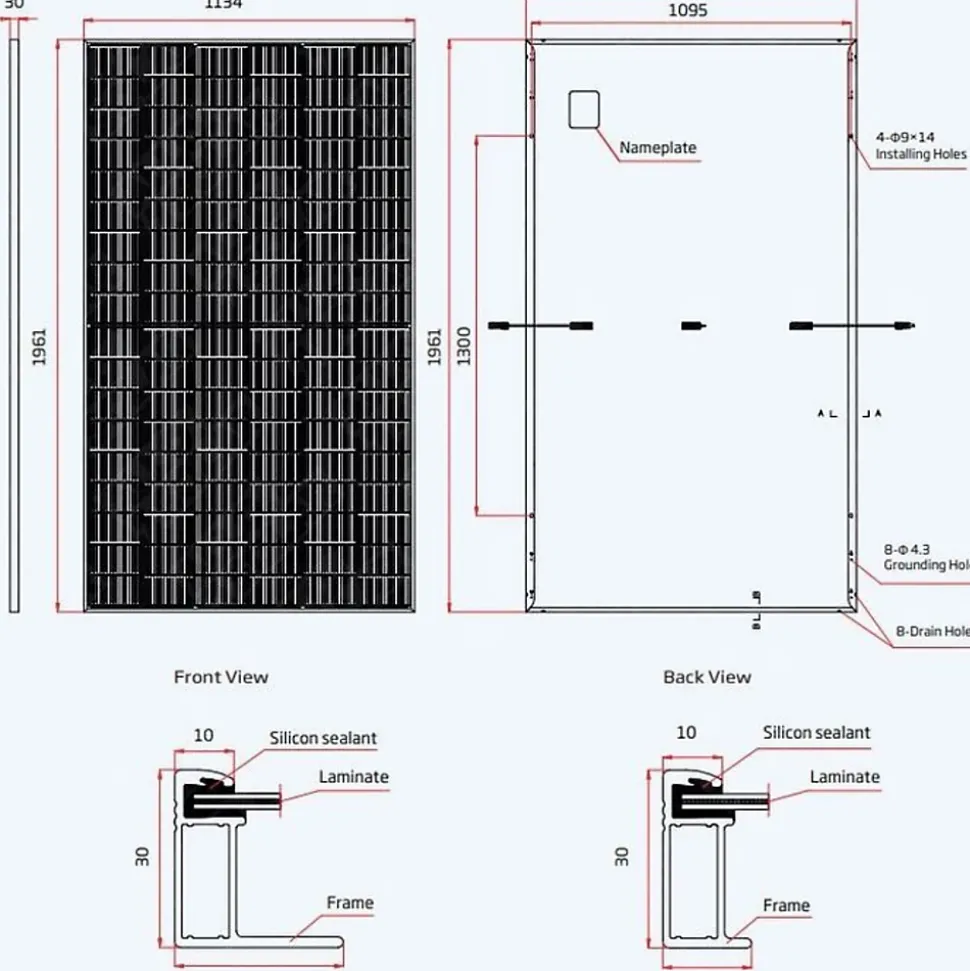 Lot de 4 Panneaux solaires 500Wc TrinaSolar Bifacial - Bi-verre