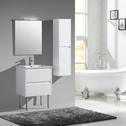 Lot de 2 pieds en métal pour meuble de salle de bain