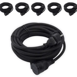 Lot de 6 rallonges 1x16A - 3500W - 10m - Noir - Chacon