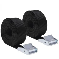 Lot de 2 sangles d'arrimage avec boucle - 25 mm x 5 m - Noir - Linxor