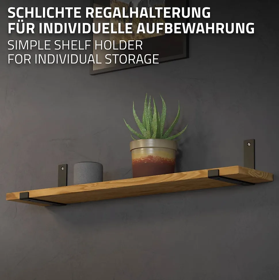 Lot de 2 support d'Etagere murale équerre fixation en métal noir