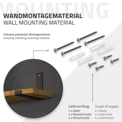 Lot de 2 support d'Etagere murale équerre fixation en métal noir