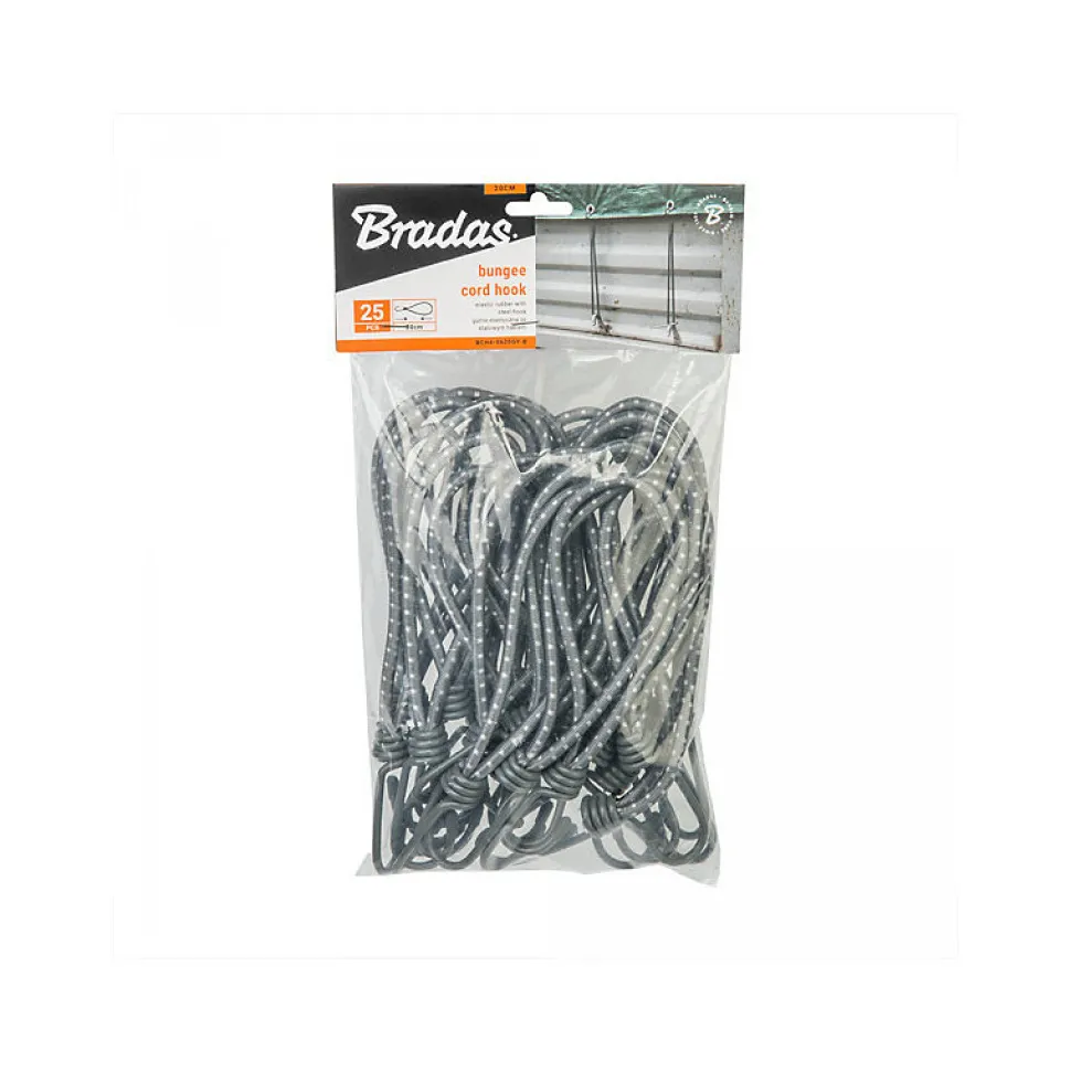Lot de 25 tendeurs boucle élastique 20cm diam 6mm avec 1 crochet métal