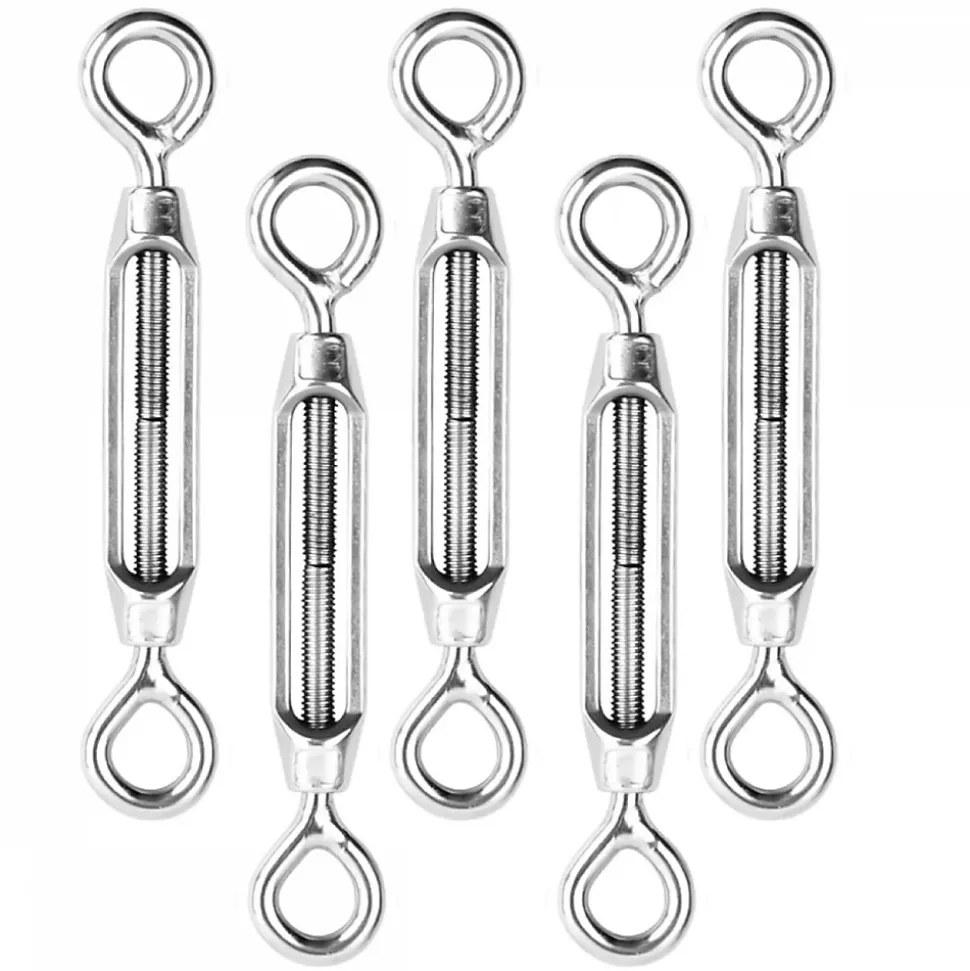Lot de 5 tendeurs de fil réglables en acier inoxydable - Double oeillets - M4 - Linxor