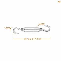 Lot de 5 tendeurs de fil réglables en acier inoxydable - Double crochets - M5 - Linxor