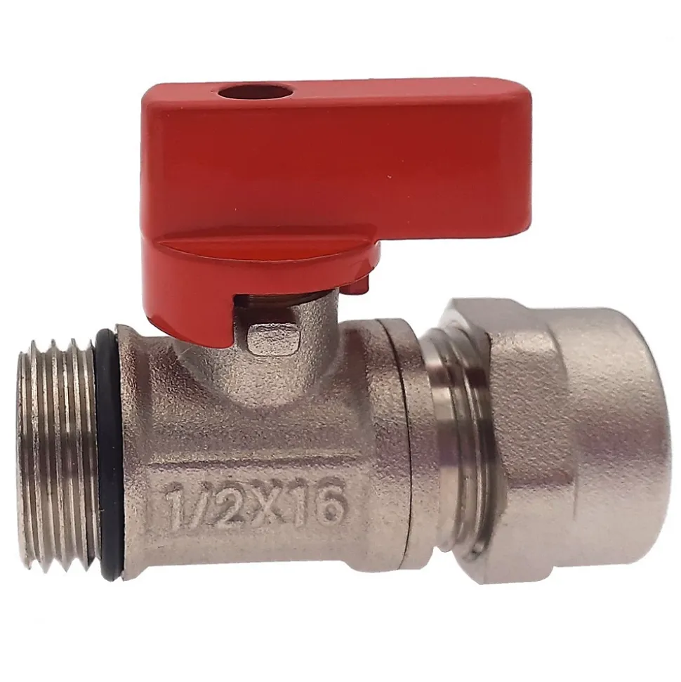 Lot de 1 Vanne à bille sphérique 1/2"x16 pour tube PER diam16 Rouge