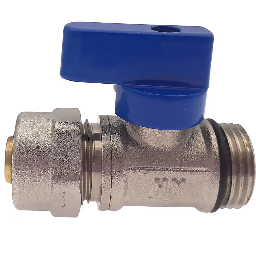 Lot de 1 Vanne à bille sphérique 1/2"x16 pour tube PER diam16 Bleu