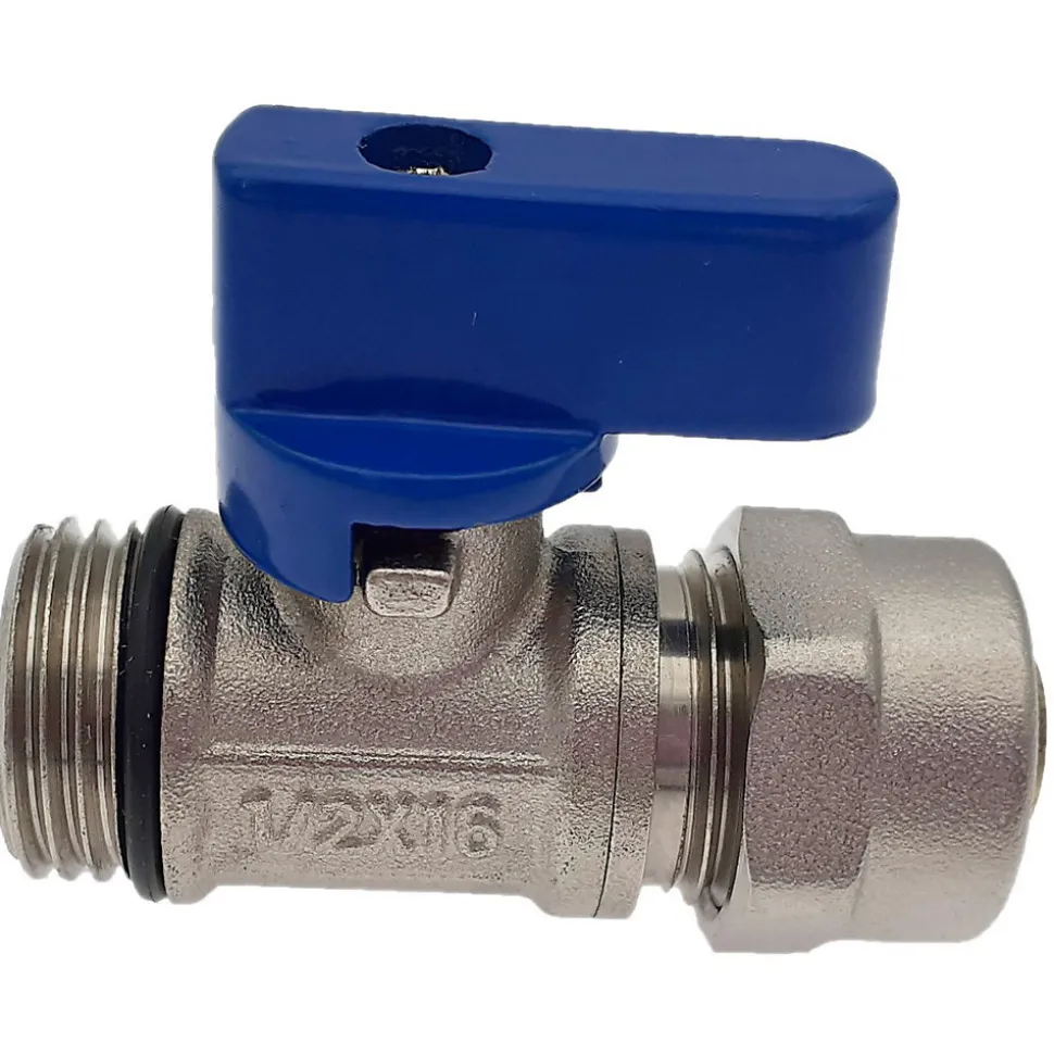 Lot de 1 Vanne à bille sphérique 1/2"x16 pour tube PER diam16 Bleu