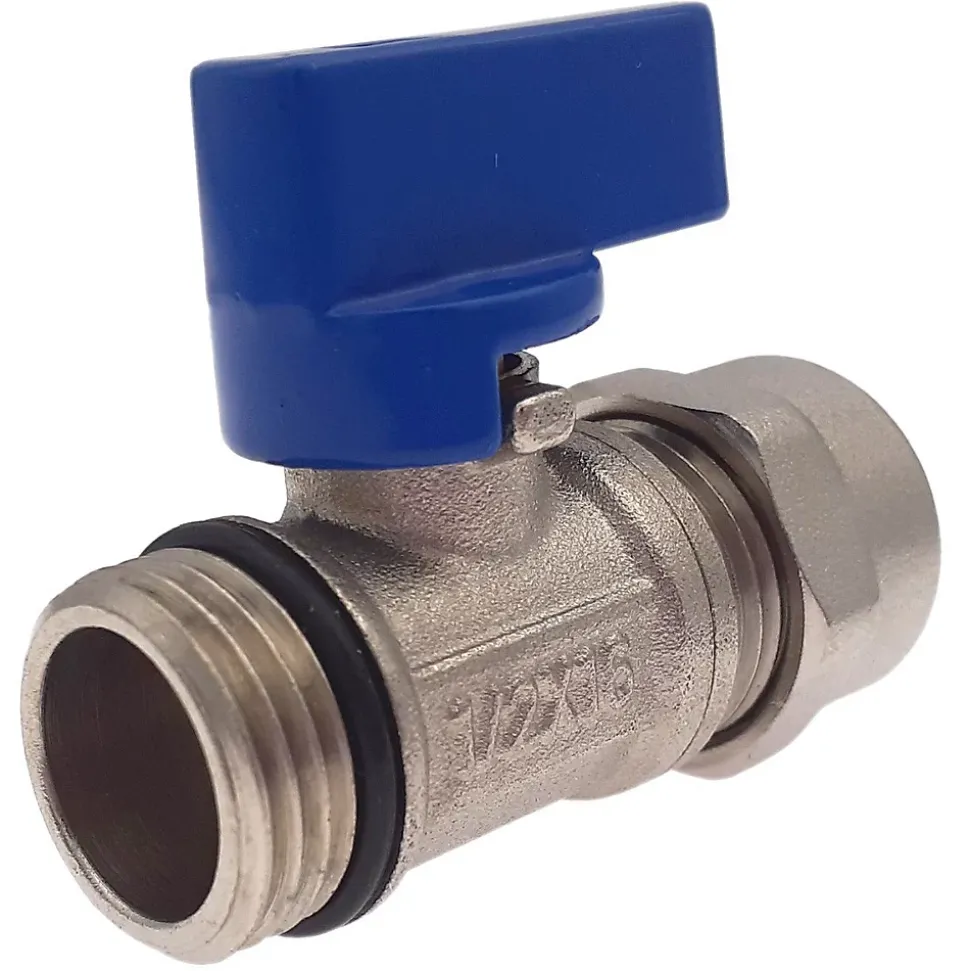 Lot de 5 Vanne à bille sphérique 1/2"x16 pour tube PER diam16 Bleu