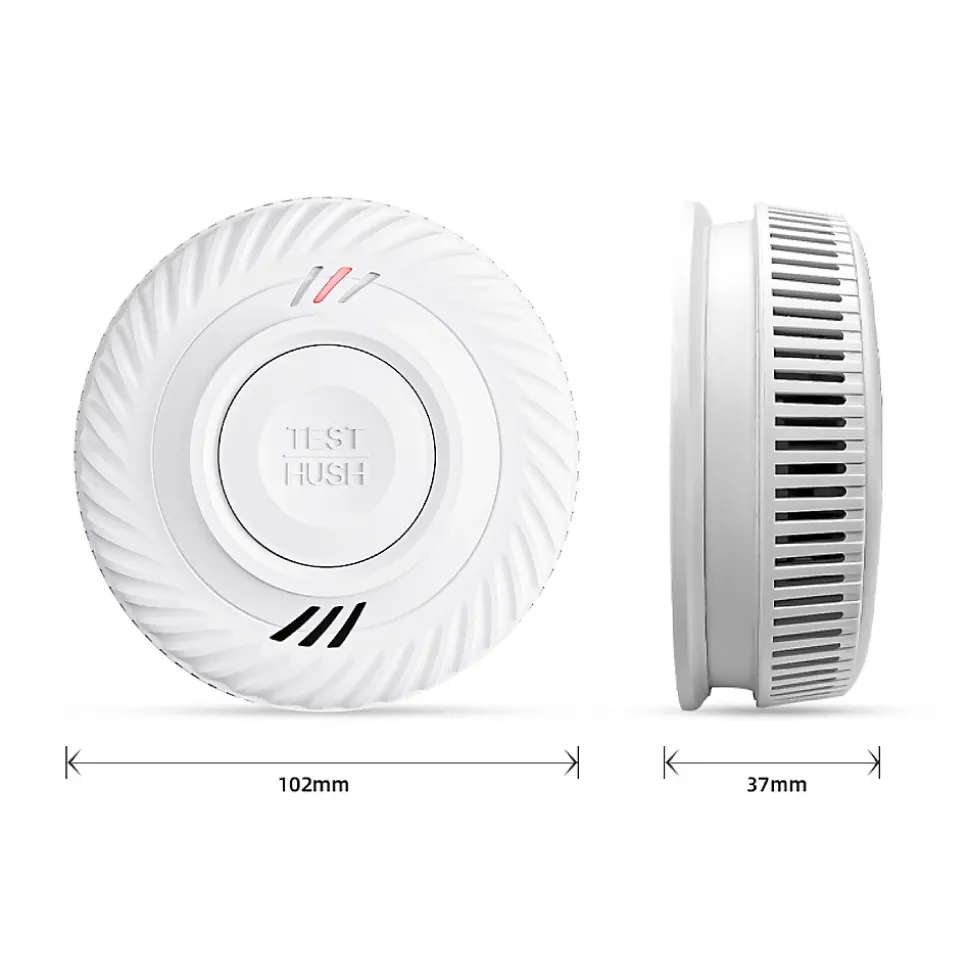 Lot de 2x Détecteur de fumée CE Pile 10 ans scellée connecté Wifi