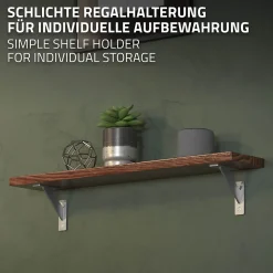 Lot 2 Equerres d'Etagere suspendue support mural en aluminium