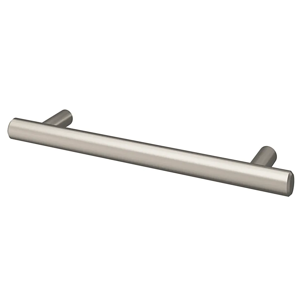 Lot 6 poignées de meuble en T GoodHome Dizel acier effet nickel satin gris l.168mm x l.12mm x H. 35mm entraxe 128mm