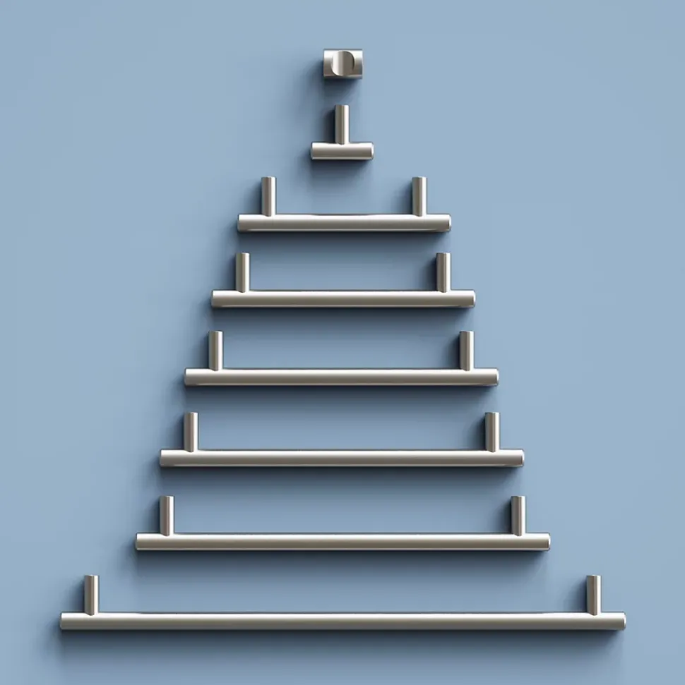 Lot 6 poignées de meuble en T GoodHome Dizel acier effet nickel satin gris l.168mm x l.12mm x H. 35mm entraxe 128mm