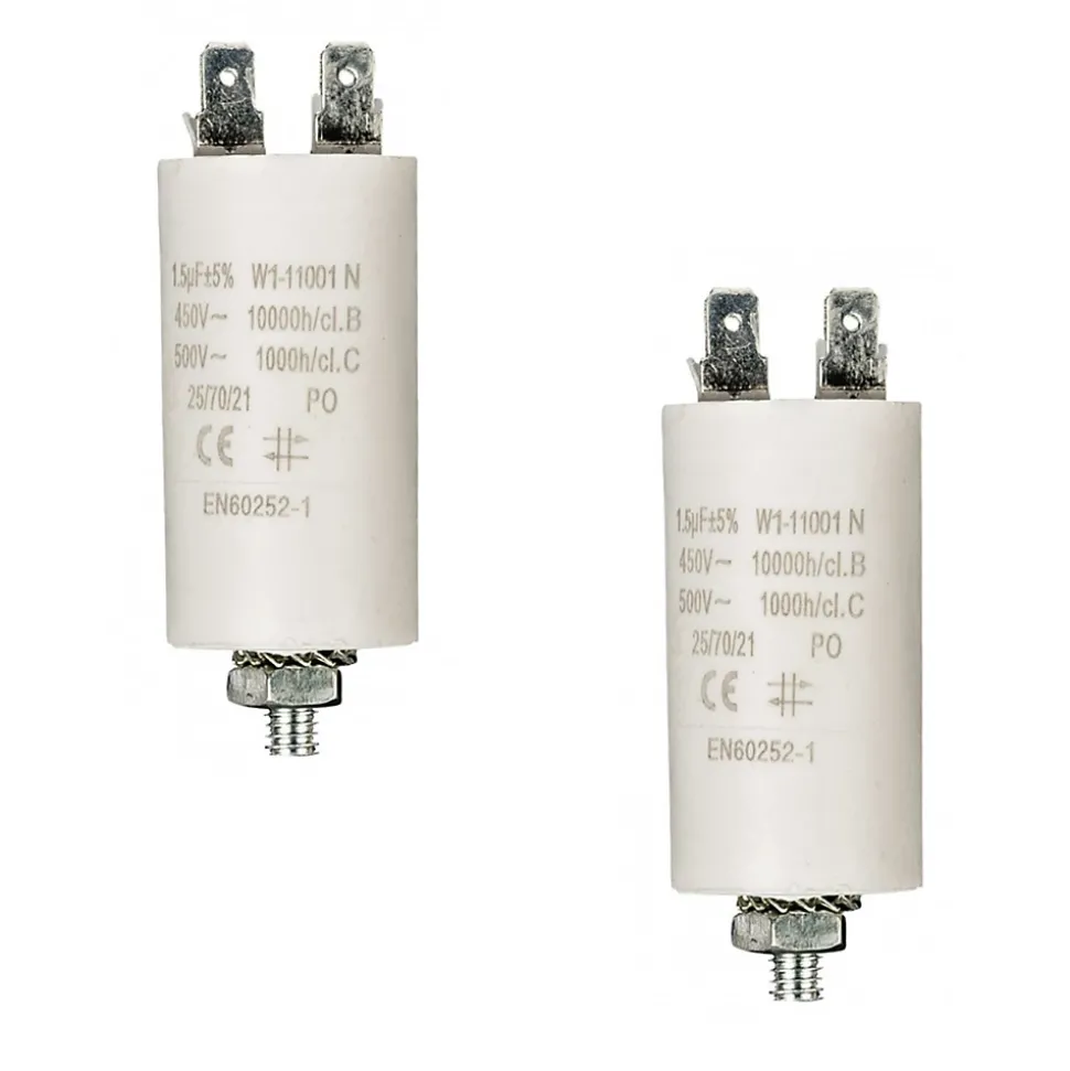 LOT 2 x Condensateur 1.5MF 1.5 MF Cosses Micro Farad 450V Condo Moteur NEDIS