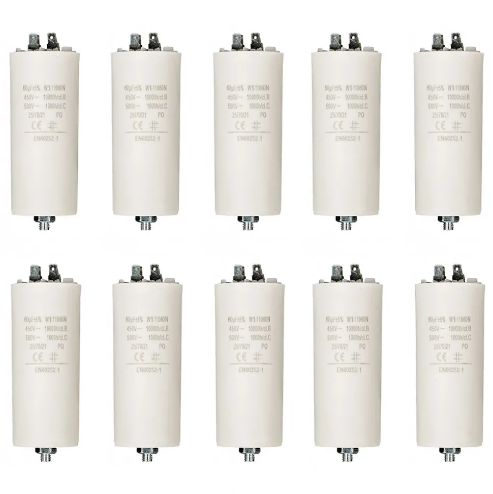 LOT 10 x Condensateur 60MF 60 MF 450V 5060 HZ Condo Moteur Cosses NEDIS