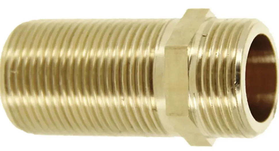Mamelon long double mâle 40mm 15/21 laiton - GARIS - D04103B