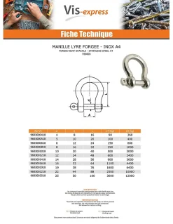 Manille LYRE Forgée Inox A4 Diamètre 5 - 3 pièces