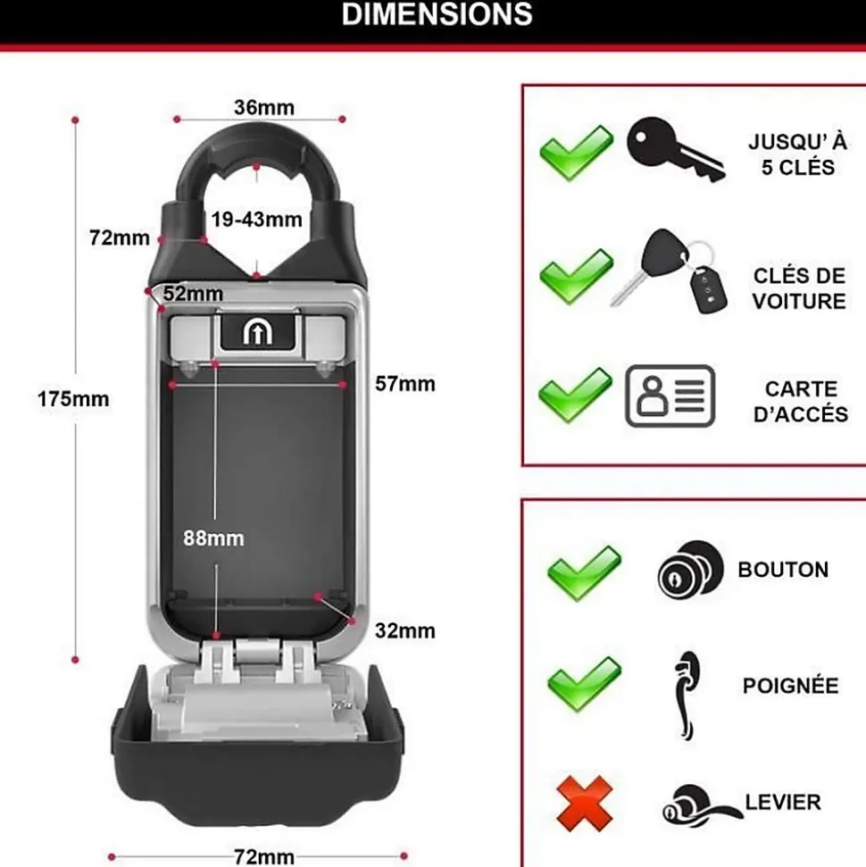 MASTER LOCK Boite a cles securisee - Boutons Poussoirs