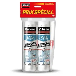 Mastic bain et cuisine Rubson blanc 2x280ml