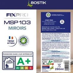 Mastic colle miroirs Bostik 290 ml coloris blanc