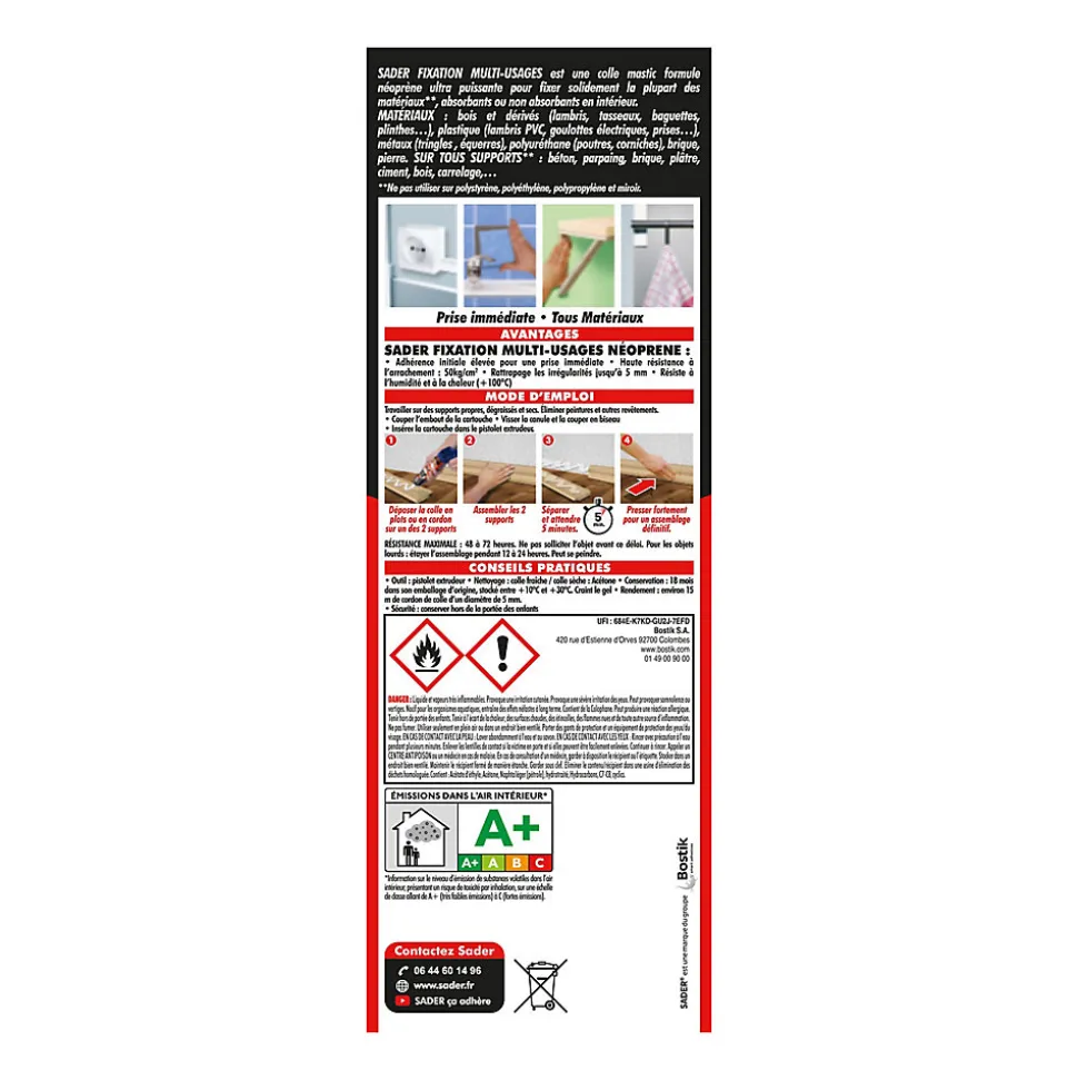 Mastic colle multi-usage Sader 310 ml