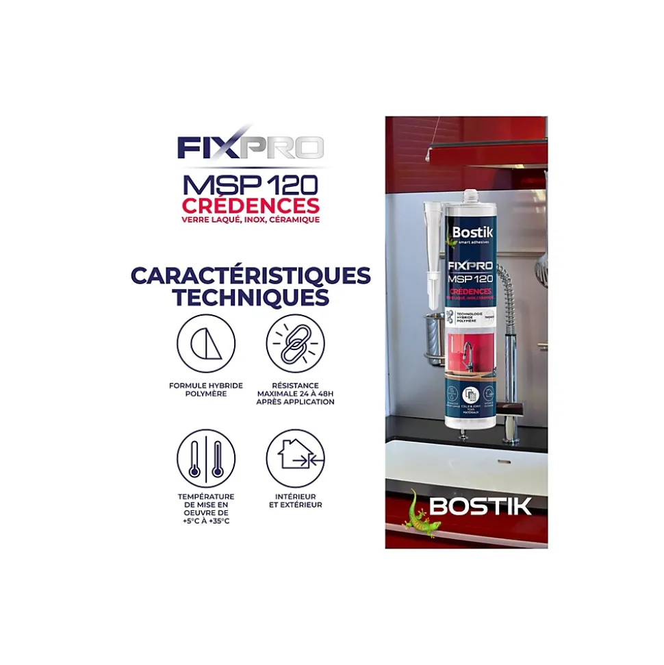 Mastic de fixation crédence Bostik Fixpro MSP 120 290ml