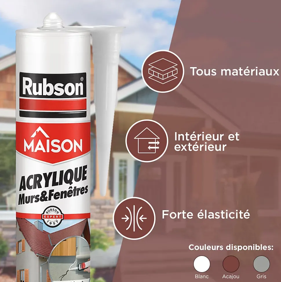Mastic murs et fenêtres Rubson blanc 280ml