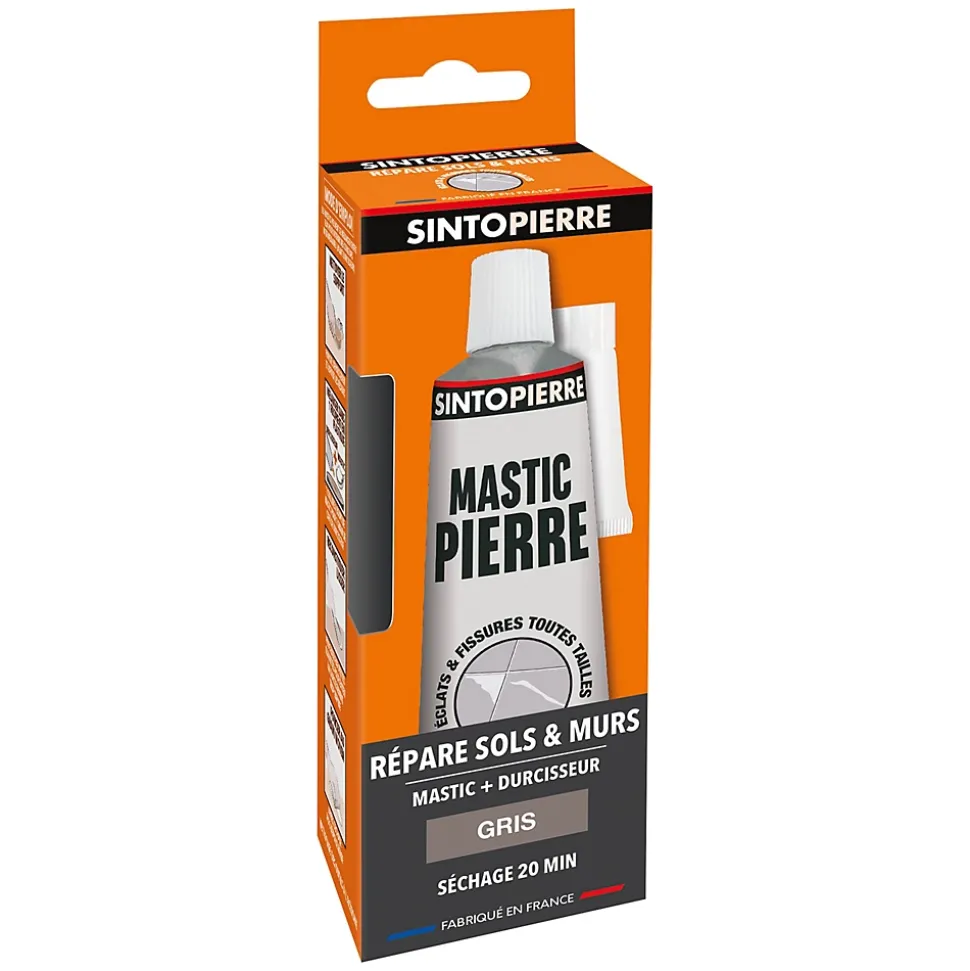 Mastic polyester Sintopierre gris en tube de 66ml