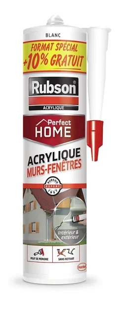 Mastic Rubson Maison Acrylique Murs-Fenêtres blanc cartouche 310ml (10% gratuit)
