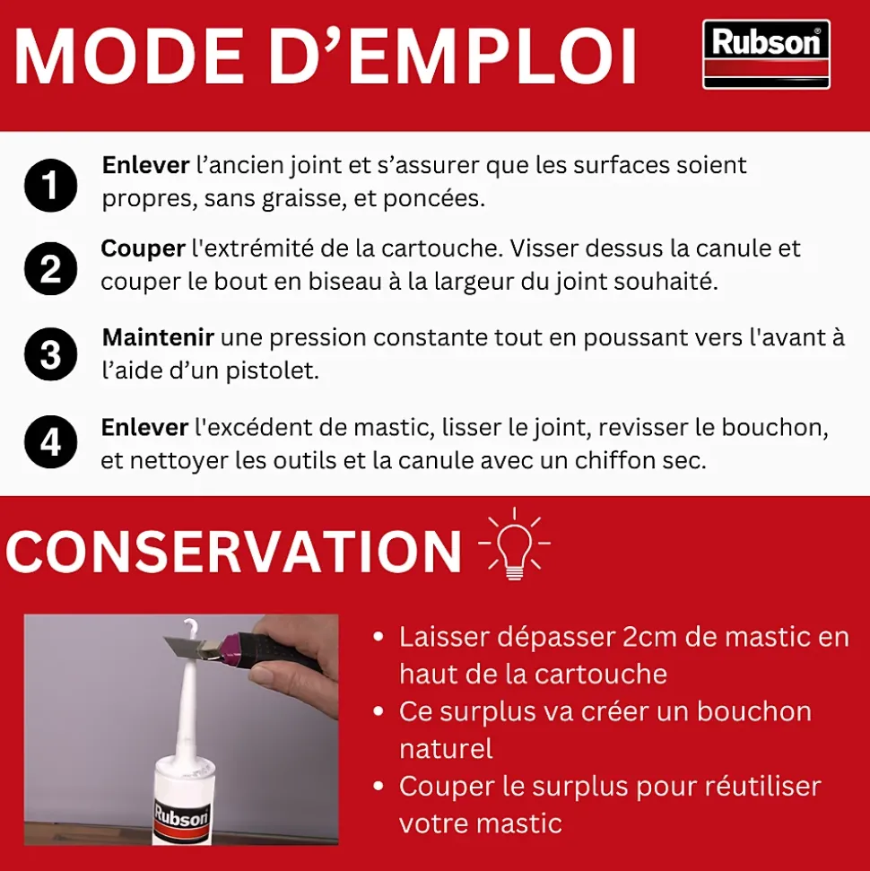 Mastic Rubson pour parquet hêtre 280ml