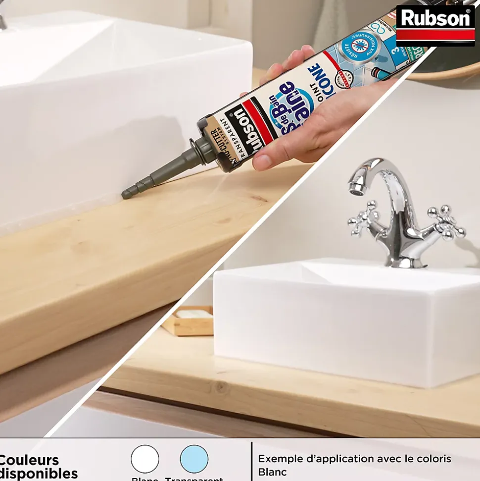 Mastic Rubson Sanitaire Salle de bains Saine Mastic blanc cartouche 280ml
