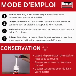 Mastic sanitaire transparent Salle de bain Saine Rubson 280 ml