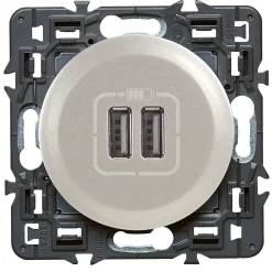 Mécanisme de prise double chargeur USB Legrand Céliane titane