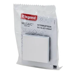 Mécanisme interrupteur va-et-vient à voyant Legrand Mosaïc blanc, 2 modules