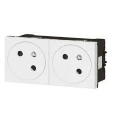 Mécanisme prise 2 pôles + terre Legrand Mosaïc blanc, 2 prises