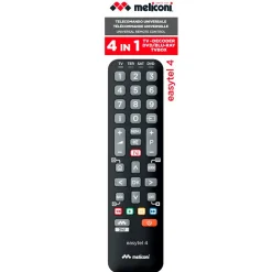 Meliconi - Télécommande universelle EASYTEL 4 pour 4 appareils TV, SAT, TNT, DVD, BOX - 100% fonctions d'origine - Touche Netflix