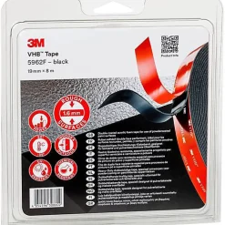 3M 5962F Ruban adhésif double-face VHB noir 8 m x 19 mm, ép. 1,6 mm, 1 pc