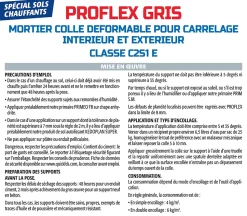 Mortier Colle Déformable pour Carrelage Proflex Gris Semin, Intérieur/Extérieur, sac de 25 kg