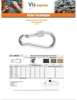 Mousqueton de sécurité Diamètre Câble 18 Acier zingué - 1 pièce