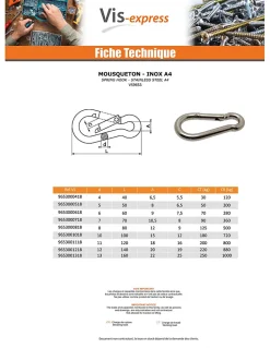 Mousqueton Inox A4 Diamètre 4 - 1 pièce