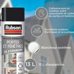 Mousse expansive Rubson Portes et Fenêtres aérosol 500ml