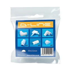 Multi-pack d'accessoires pour goulotte D-Line blanc 30 x 15 mm